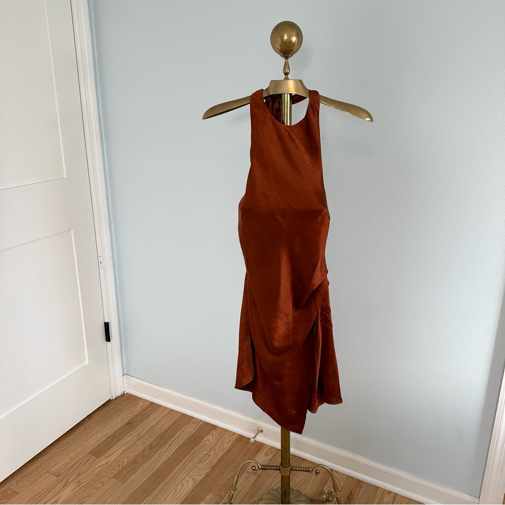 Elegant Rust Halter Dress